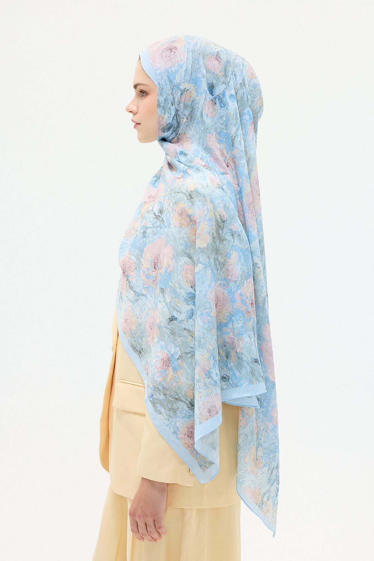 Hazel Kraş Şal - Mavi - Camellia Scarfs