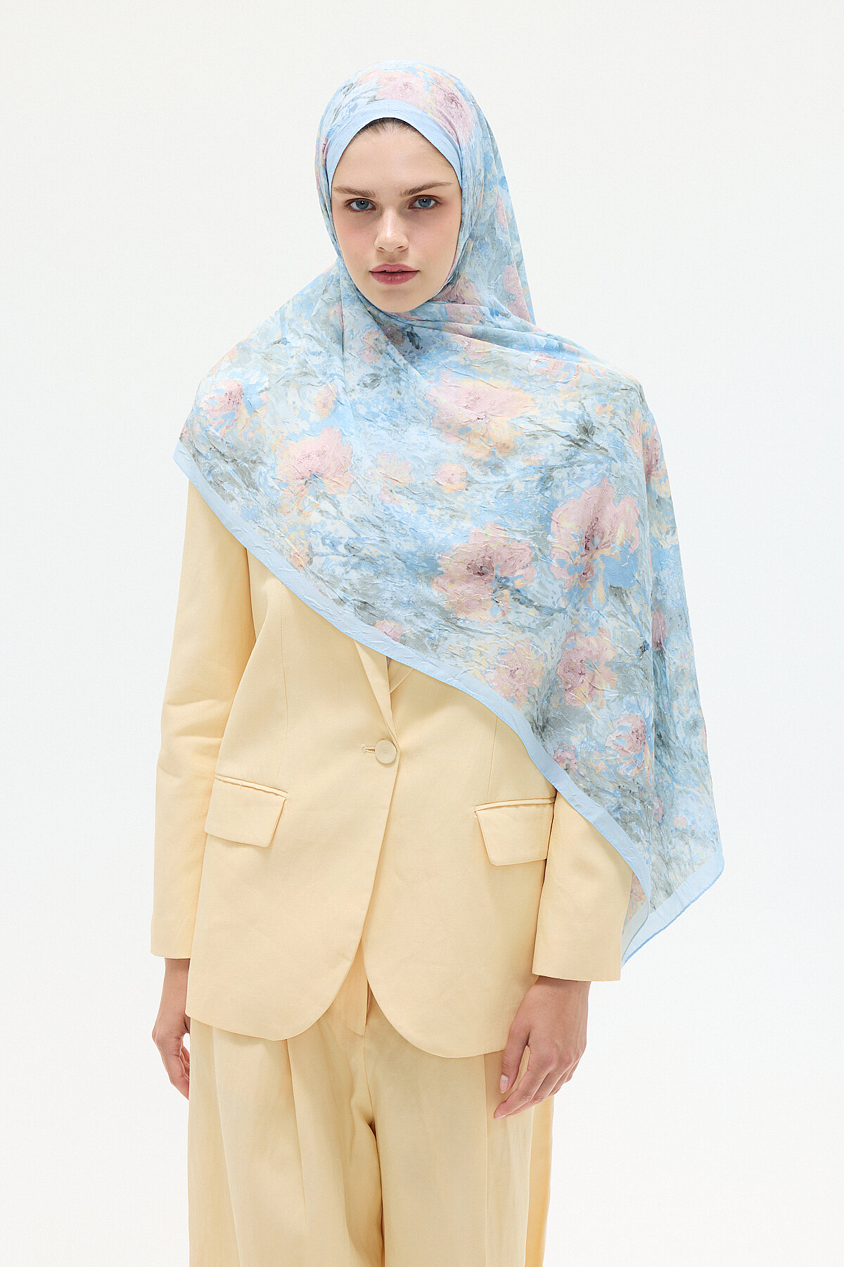 Hazel Kraş Şal - Mavi - Camellia Scarfs (1)