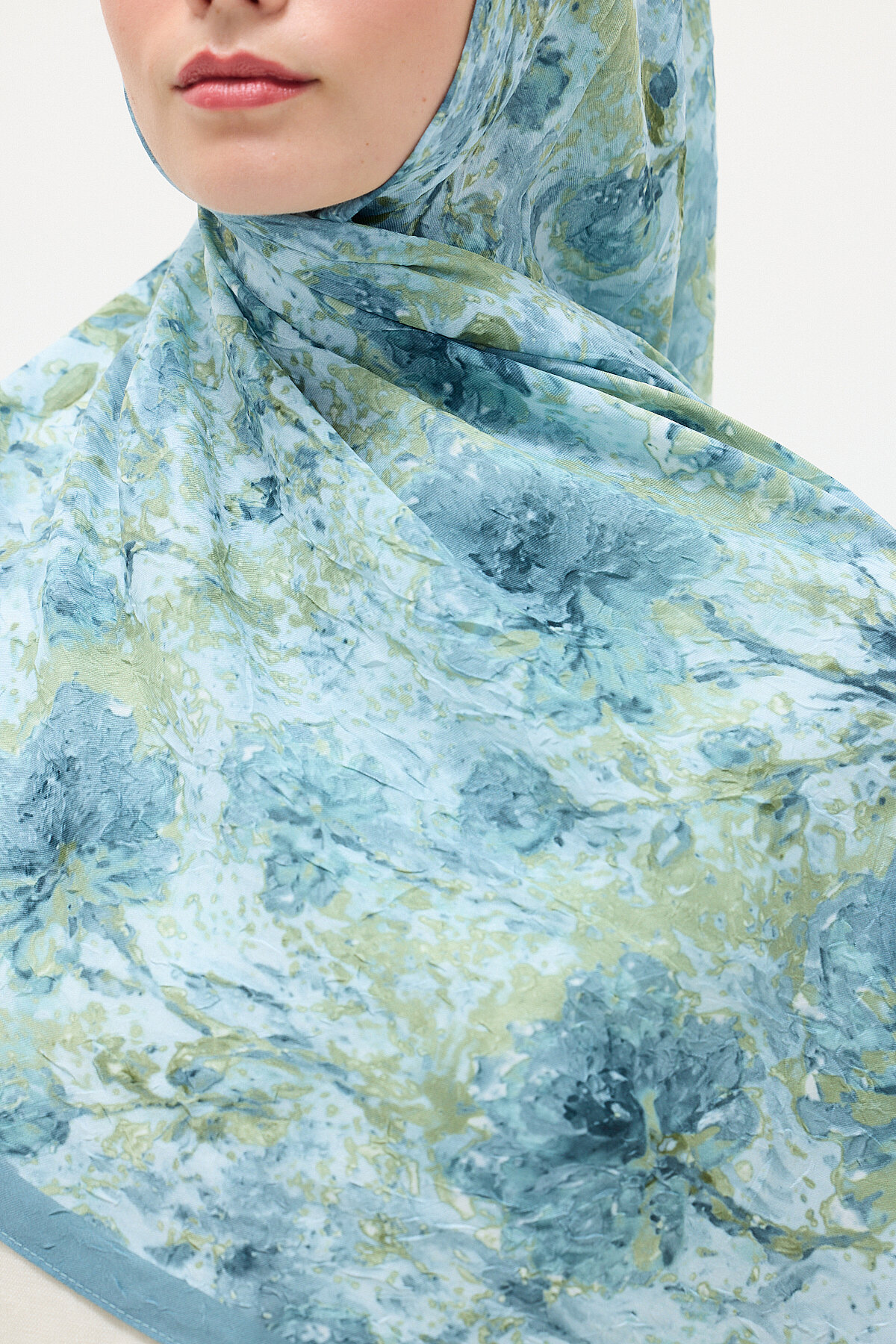 Hazel Kraş Şal - Mavi-Yeşil - Camellia Scarfs (1)