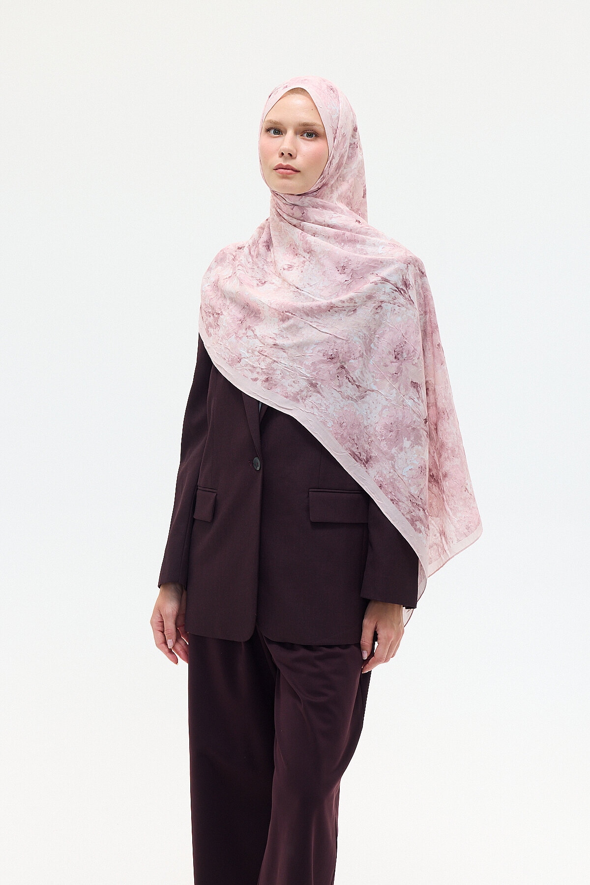 Hazel Kraş Şal - Pembe - Camellia Scarfs (1)