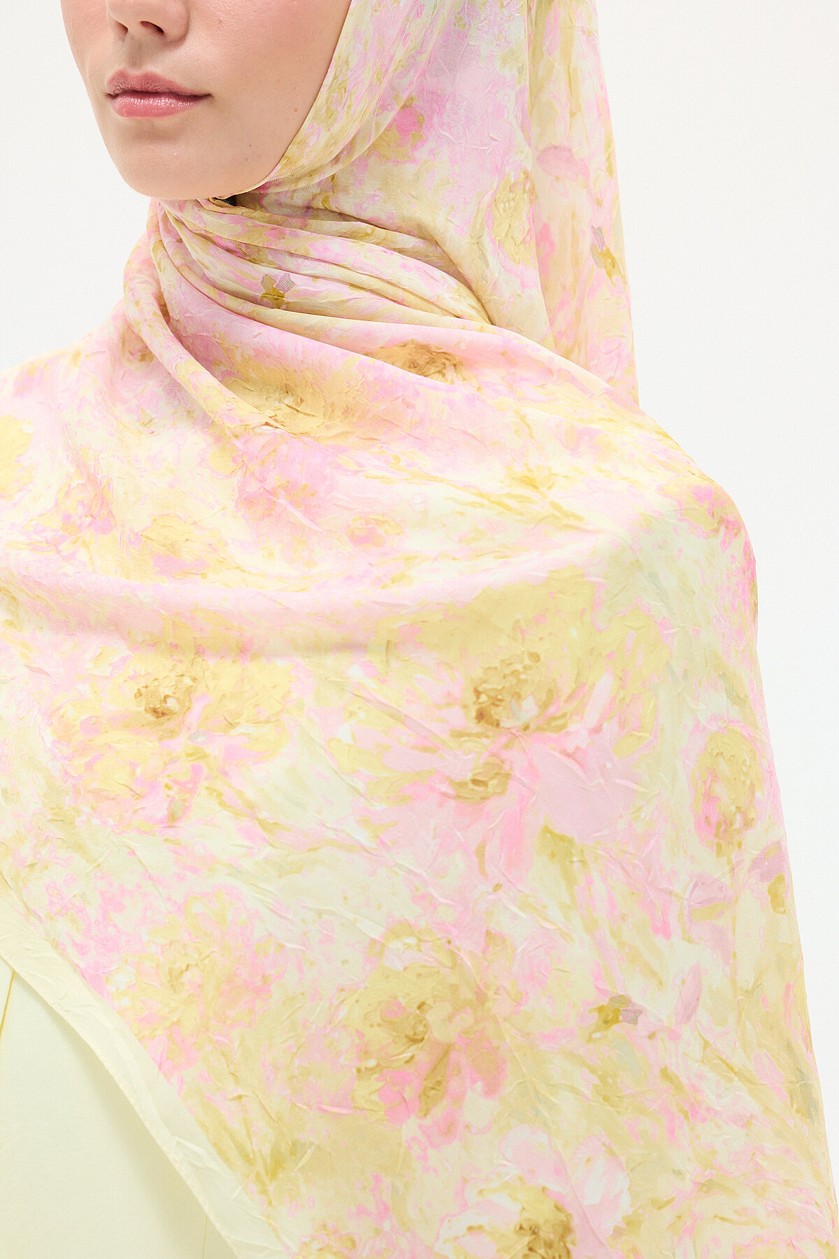 Hazel Kraş Şal - Pembe-Sarı - Camellia Scarfs