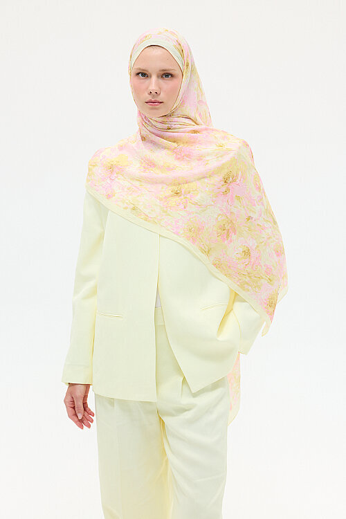 Hazel Kraş Şal - Pembe Sarı 