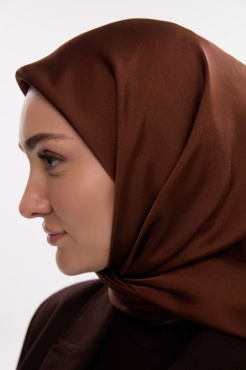 İdol Saten Janjan Eşarp - Açık Kahve 