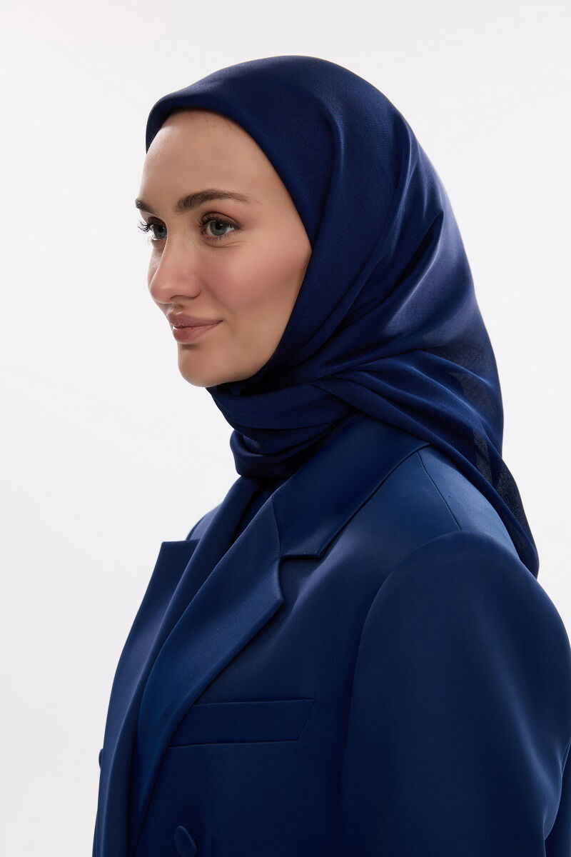 Abiye Saten Janjan Eşarp - Açık Lacivert - 3
