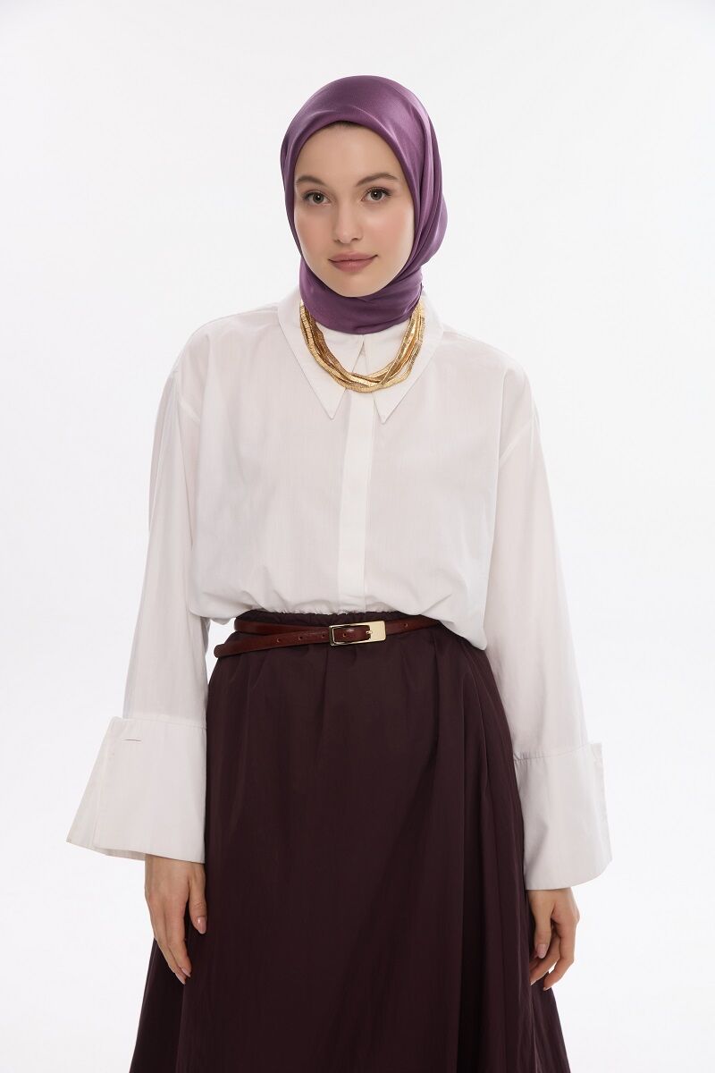 Abiye Saten Janjan Eşarp - Açık Mürdüm - 3