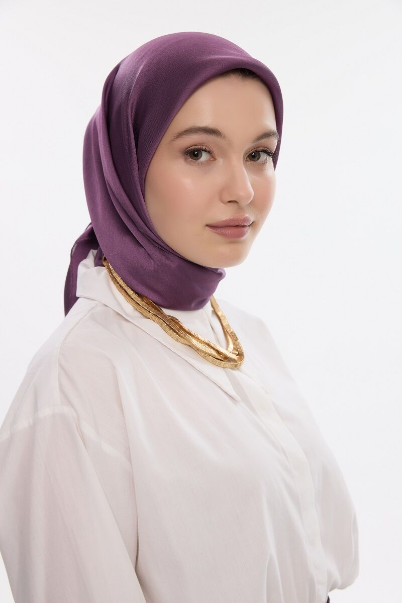 Abiye Saten Janjan Eşarp - Açık Mürdüm - 4