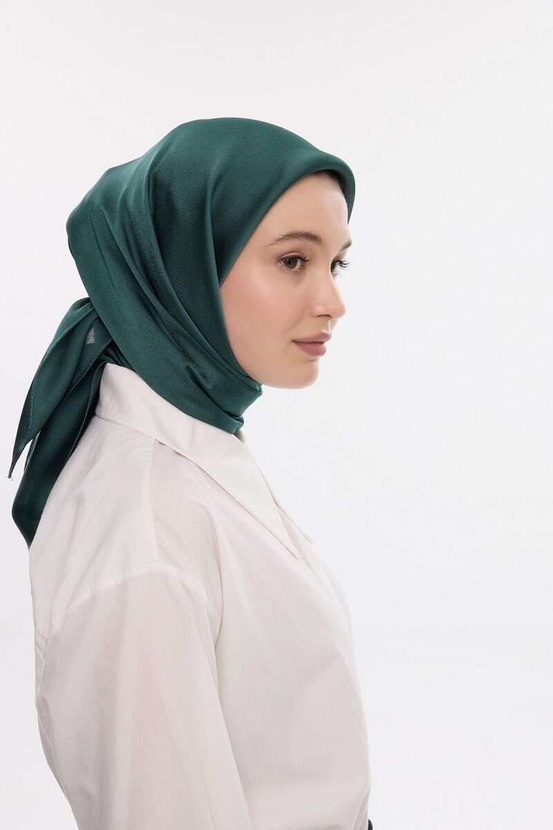 Abiye Saten Janjan Eşarp - Çam - 4