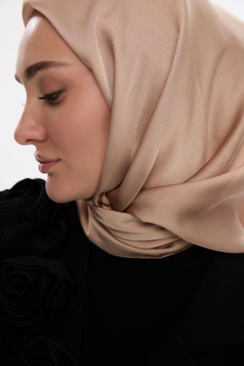 İdol Saten Janjan Eşarp - Gold - Camellia Scarfs (1)