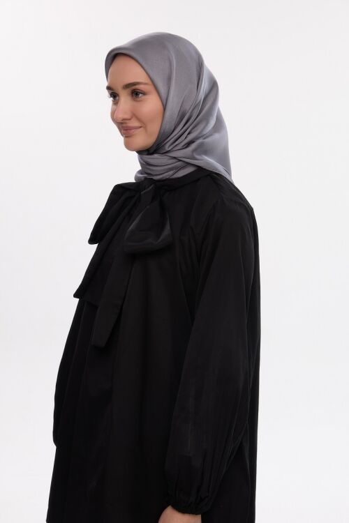 İdol Saten Janjan Eşarp - Gri - Camellia Scarfs (1)