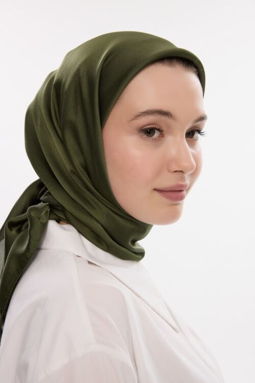 İdol Saten Janjan Eşarp - Haki 