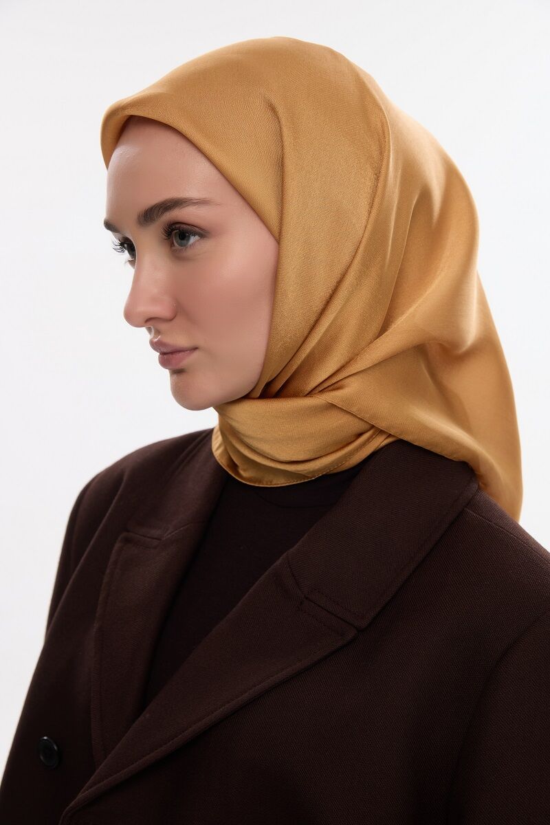 Abiye Saten Janjan Eşarp - Hardal - 1