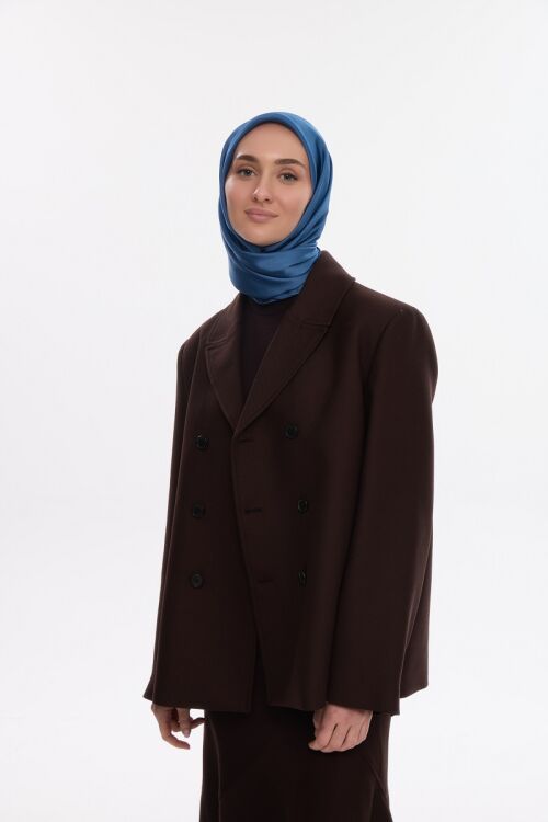 İdol Saten Janjan Eşarp - İndigo - Camellia Scarfs (1)