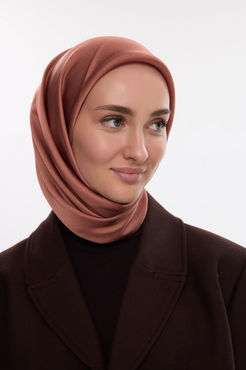 Abiye Saten Janjan Eşarp - Karamel - 1