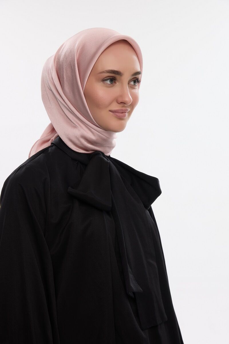 Abiye Saten Janjan Eşarp - Pudra - 1