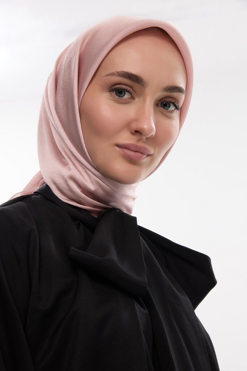 Abiye Saten Janjan Eşarp - Pudra - 3