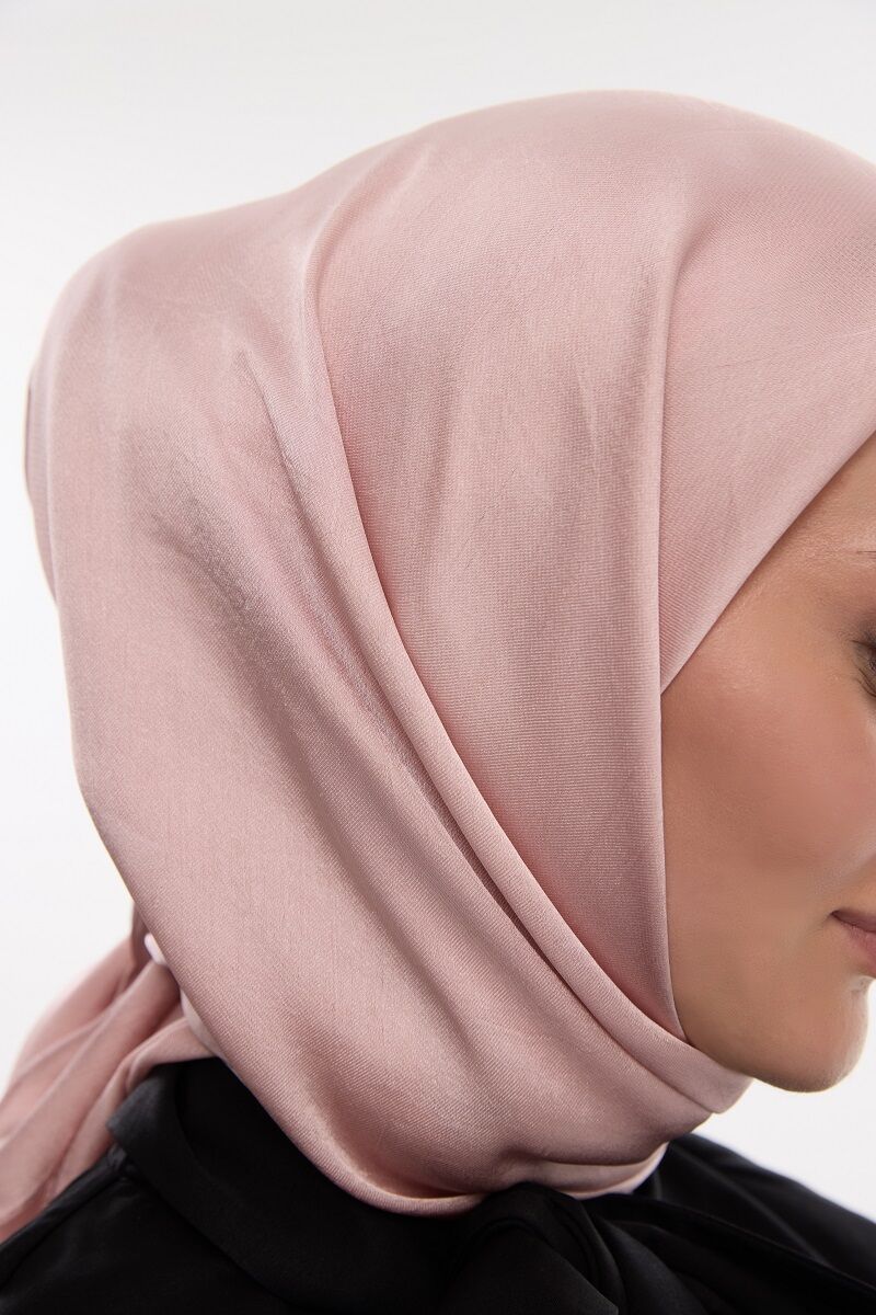 Abiye Saten Janjan Eşarp - Pudra - 4