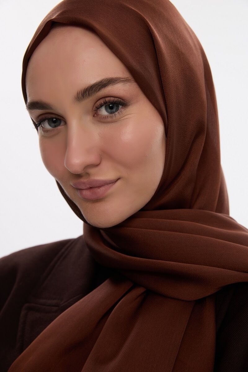 Abiye Saten Janjan Şal - Açık Kahve - 4