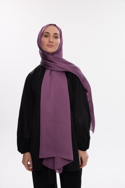İdol Saten Janjan Şal - Açık Mürdüm - Camellia Scarfs (1)