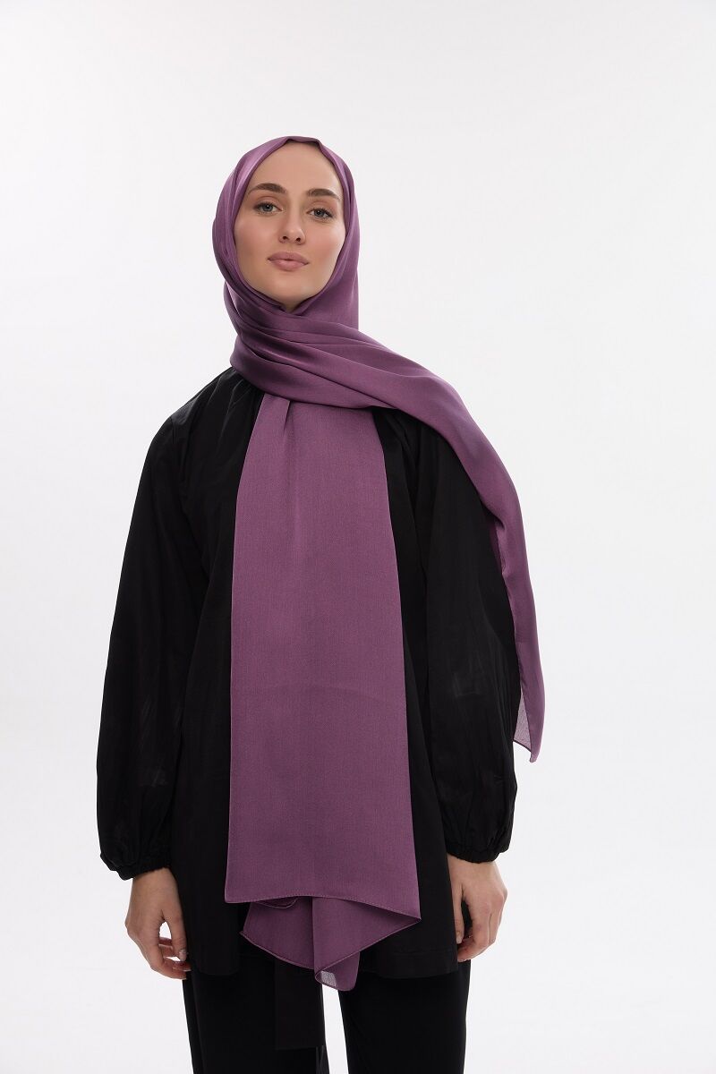 Abiye Saten Janjan Şal - Açık Mürdüm - 2