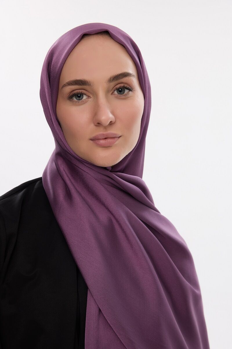 Abiye Saten Janjan Şal - Açık Mürdüm - 4