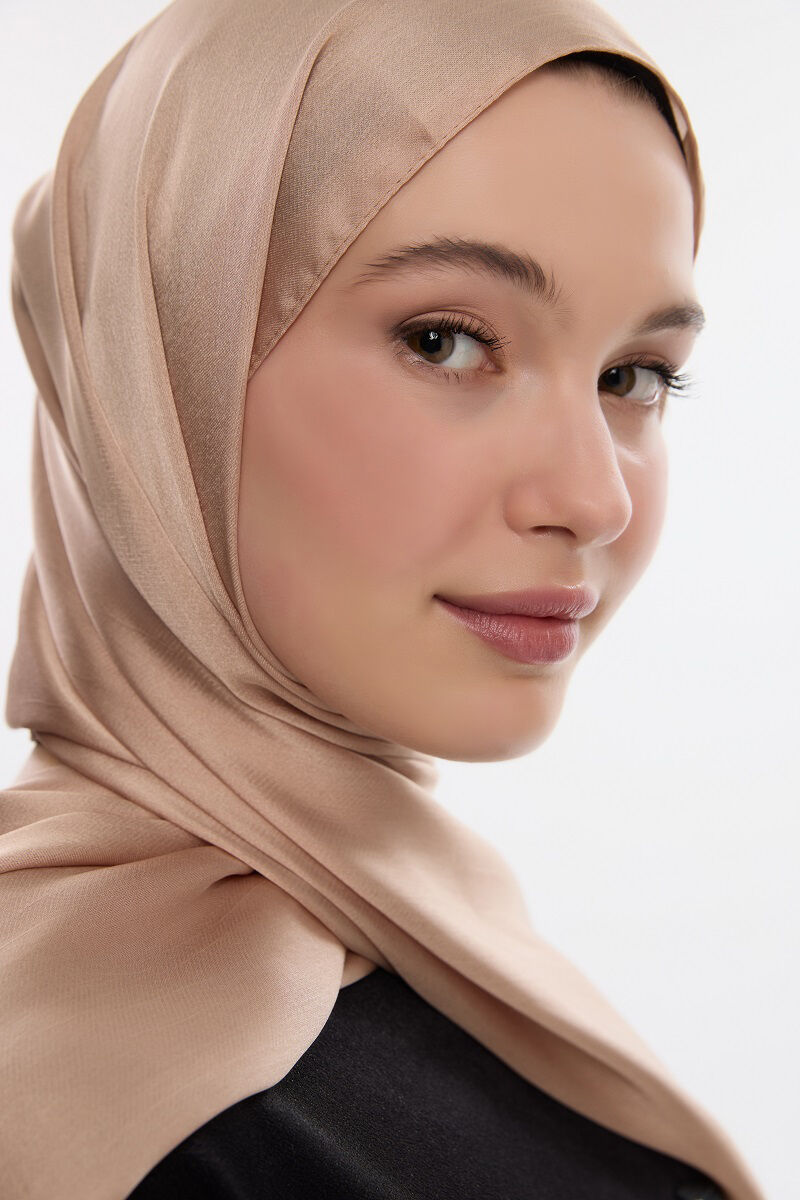 Abiye Saten Janjan Şal - Bisküvi - 3