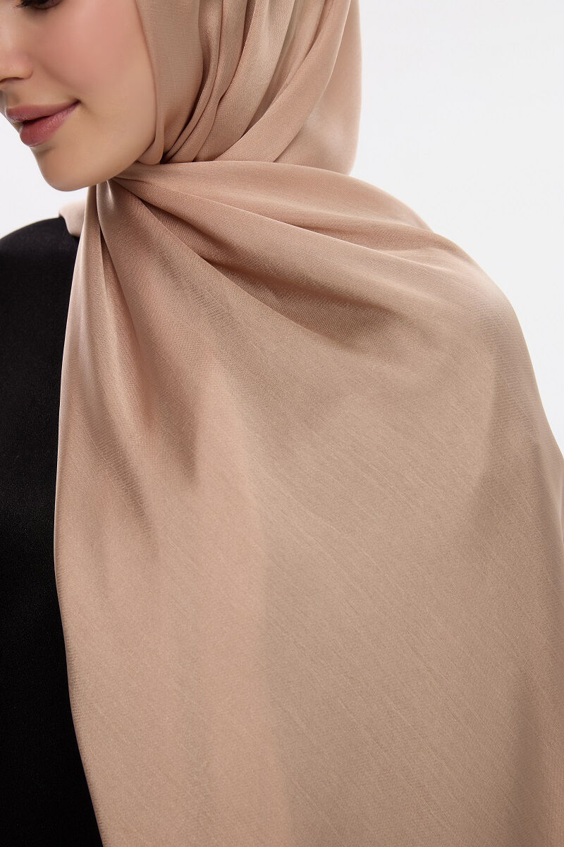 Abiye Saten Janjan Şal - Bisküvi - 4