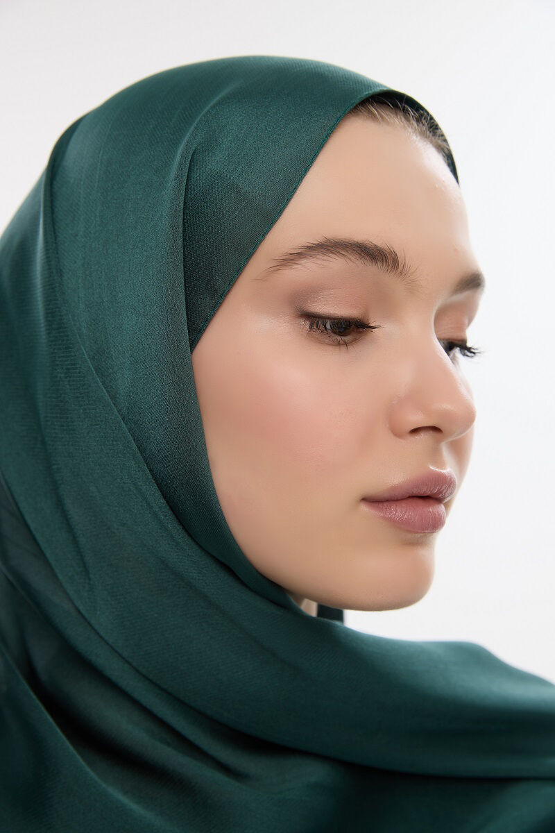 Abiye Saten Janjan Şal - Çam - 4