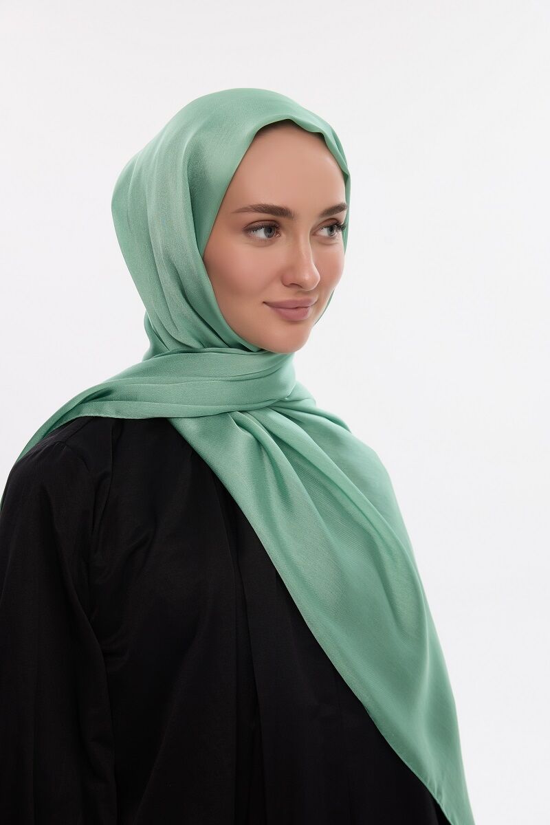 Abiye Saten Janjan Şal - Göl Yeşili - 3