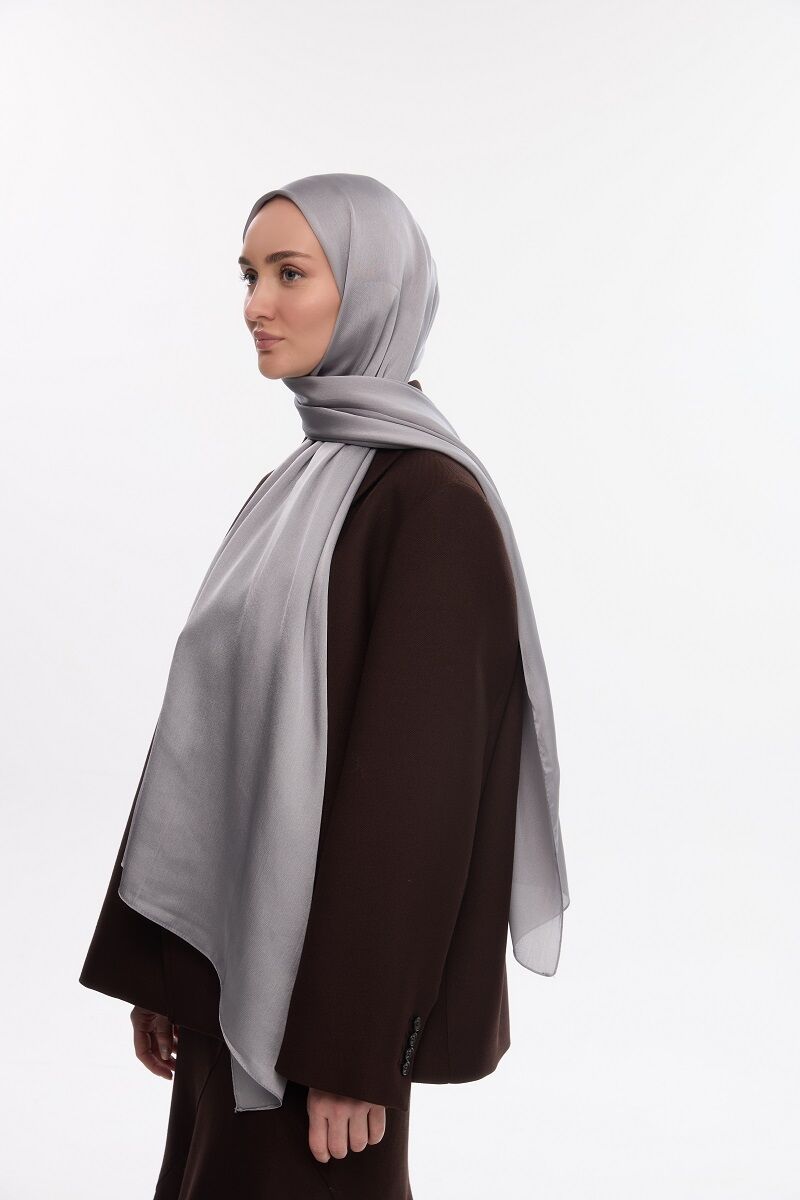 Abiye Saten Janjan Şal - Gümüş - 2