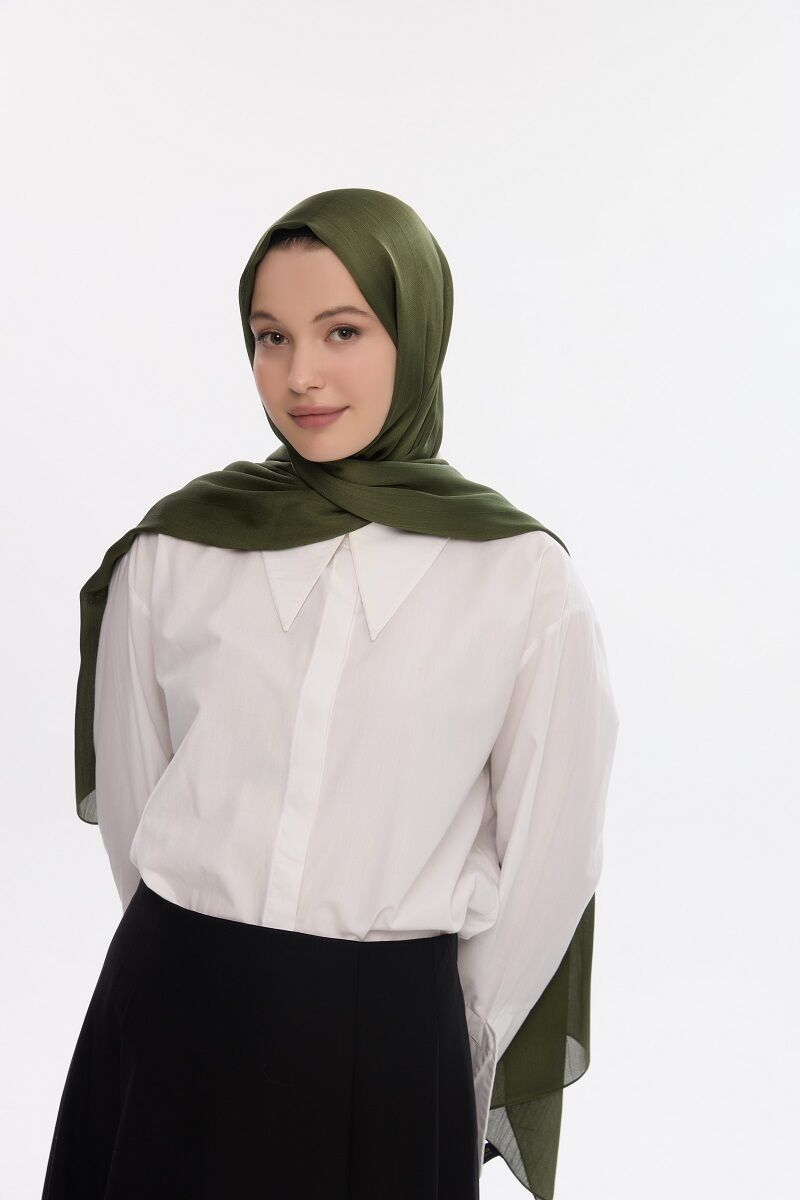 Abiye Saten Janjan Şal - Haki - 2