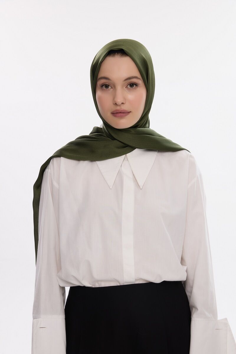 Abiye Saten Janjan Şal - Haki - 3