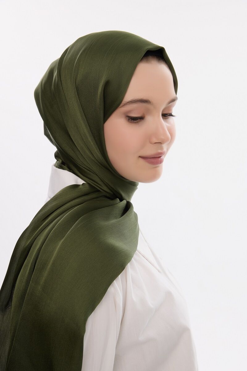 Abiye Saten Janjan Şal - Haki - 4