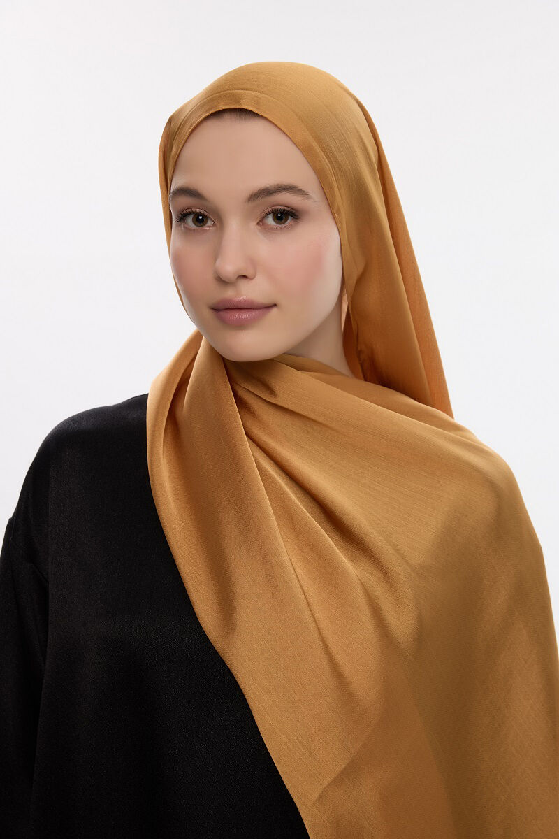 Abiye Saten Janjan Şal - Hardal - 4