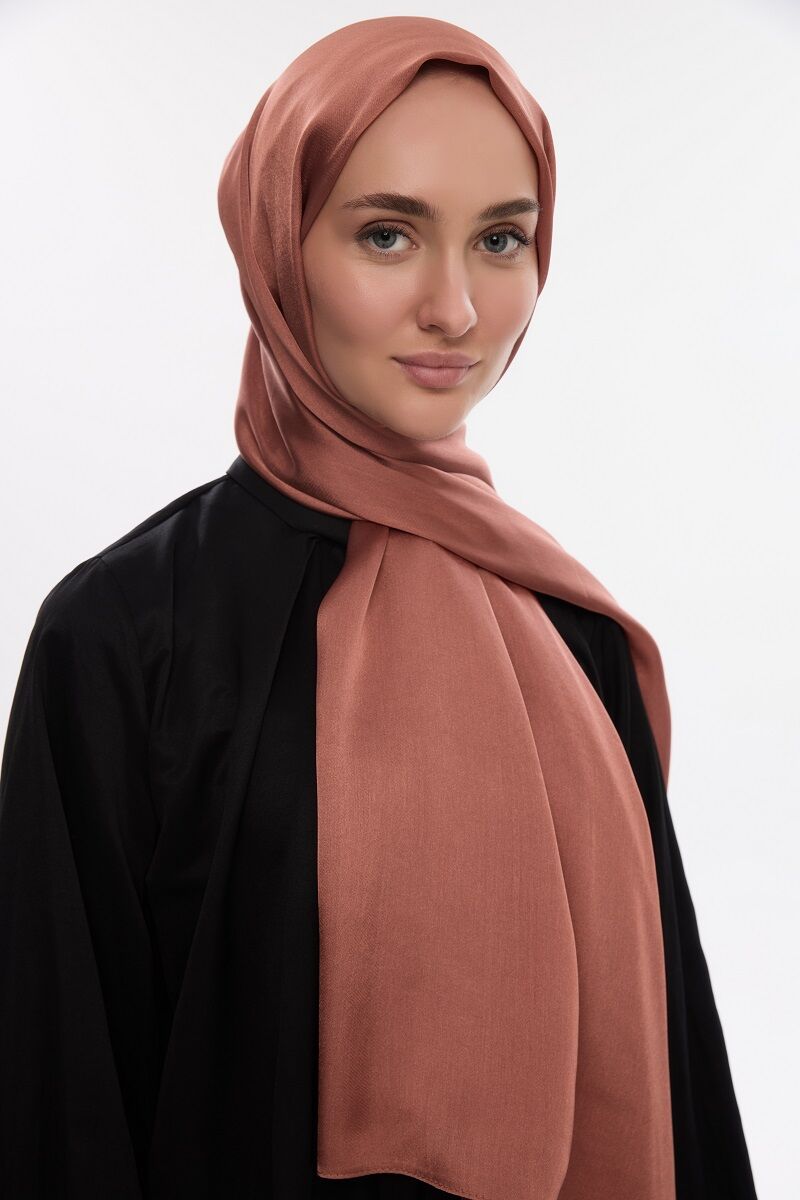 Abiye Saten Janjan Şal - Karamel - 1