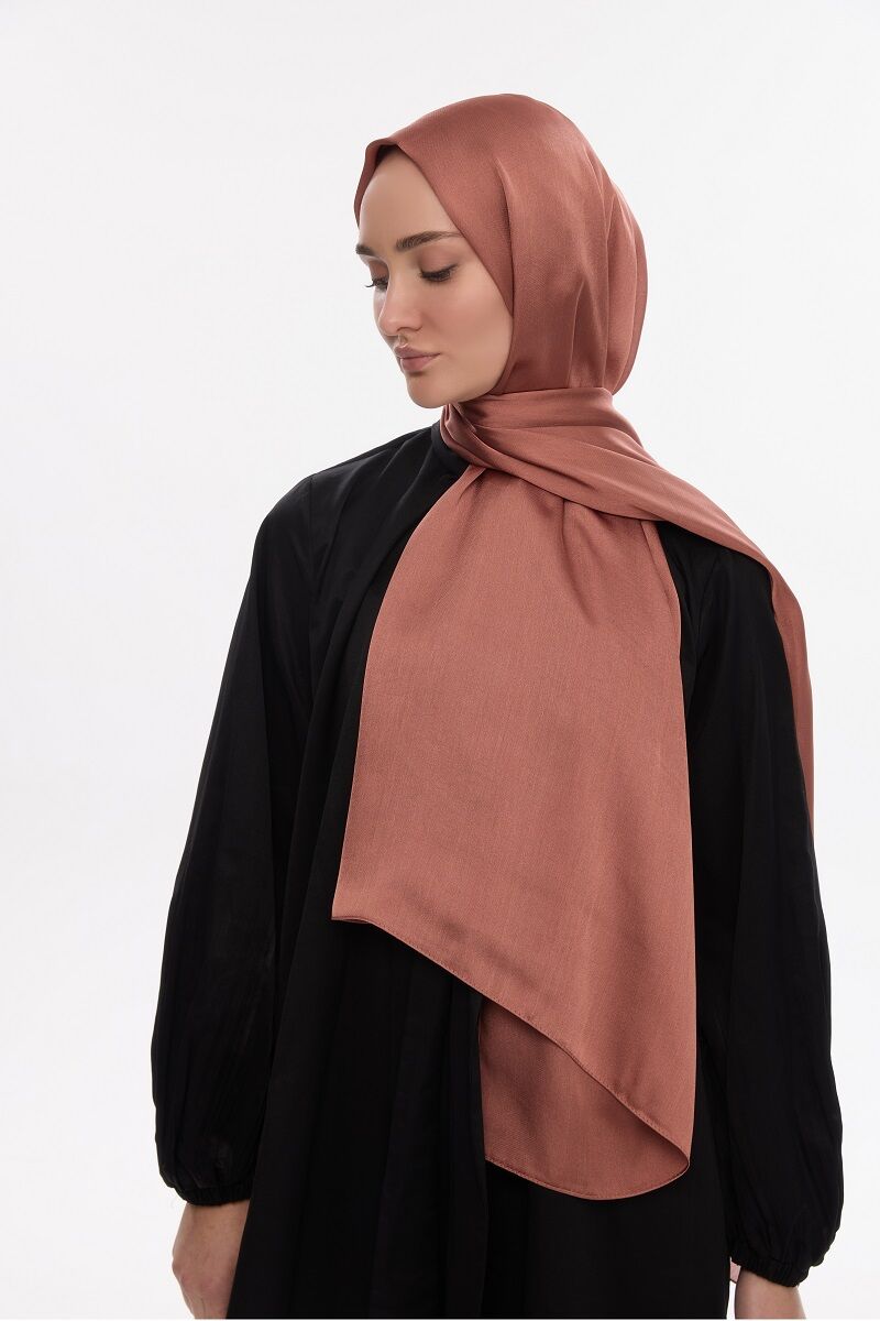 Abiye Saten Janjan Şal - Karamel - 2