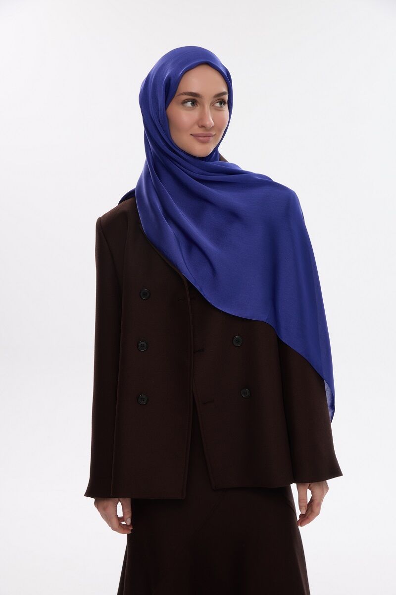 Abiye Saten Janjan Şal - Morcivert - 2
