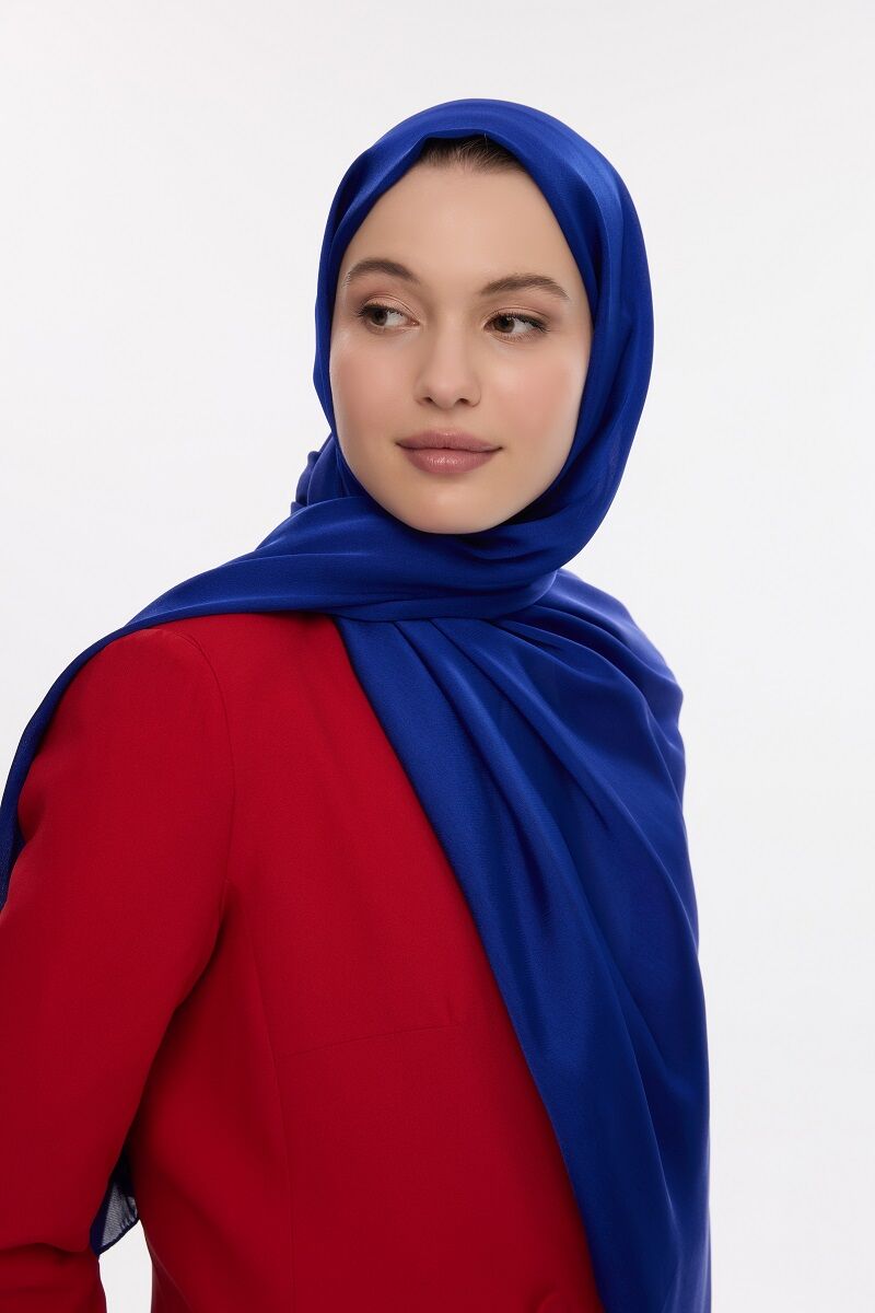 Abiye Saten Janjan Şal - Saks - 3