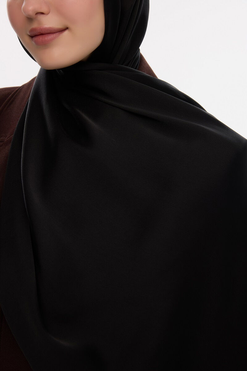 Abiye Saten Janjan Şal - Siyah - 4