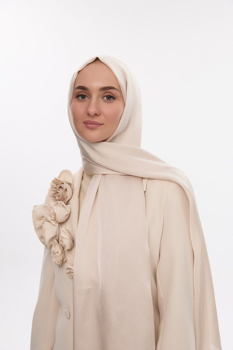 Abiye Saten Janjan Şal - Taş - 4