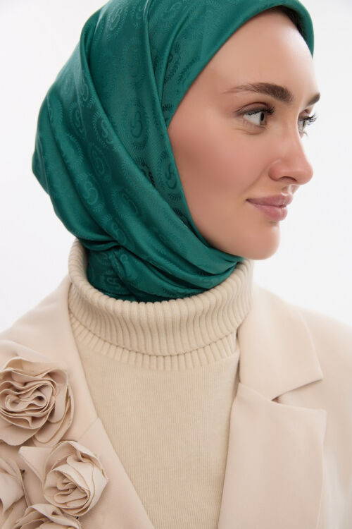 İpeksi Jakar Cs Desen Eşarp - Açık Benetton - Camellia Scarfs