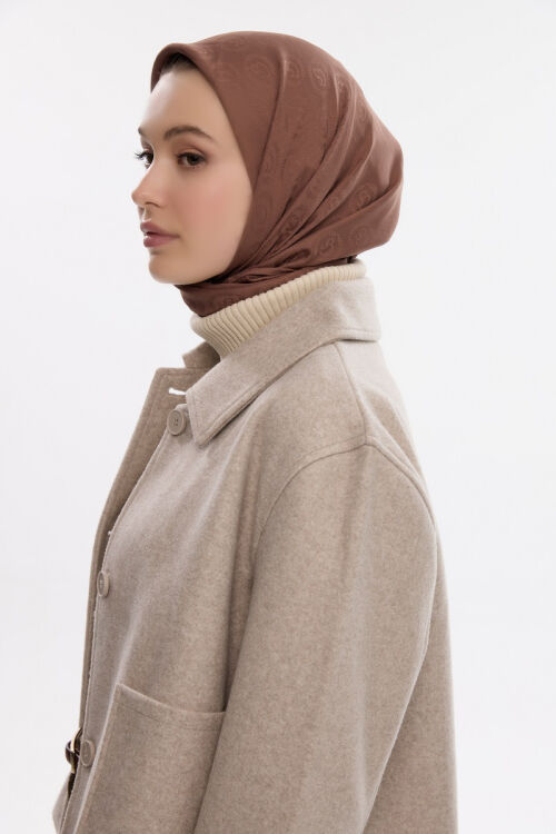 İpeksi Jakar Cs Desen Eşarp - Açık Kahve 