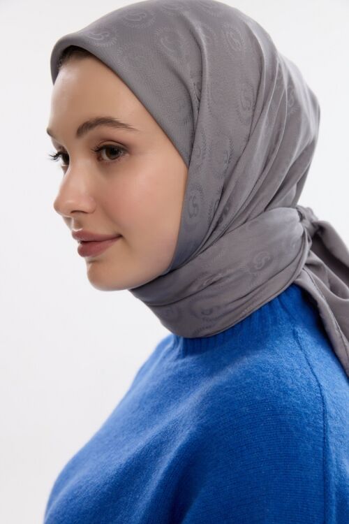 İpeksi Jakar Cs Desen Eşarp - Füme 