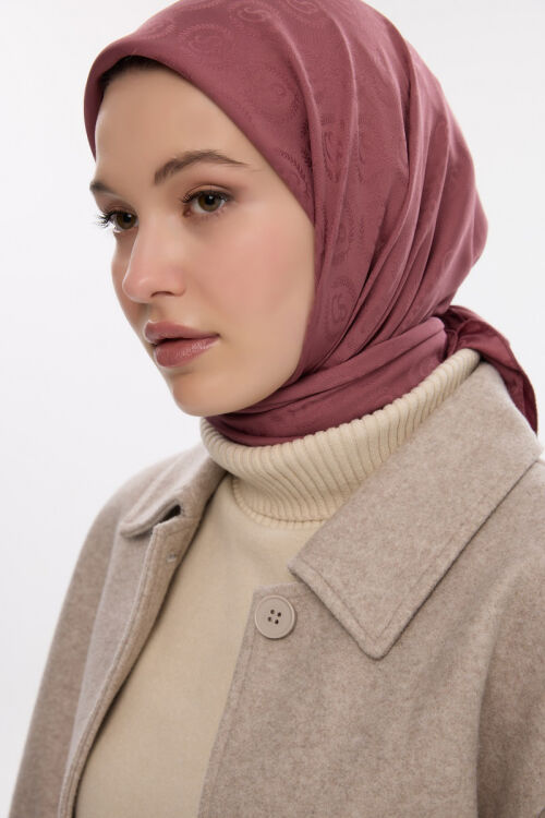 İpeksi Jakar Cs Desen Eşarp - Gül - Camellia Scarfs