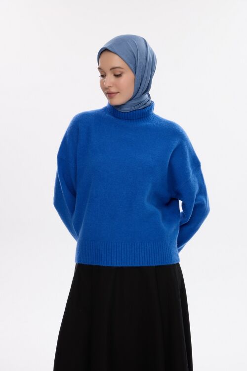 İpeksi Jakar Cs Desen Eşarp - İndigo - Camellia Scarfs (1)