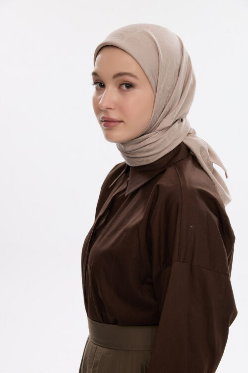 İpeksi Jakar Cs Desen Eşarp - Kum - Camellia Scarfs (1)
