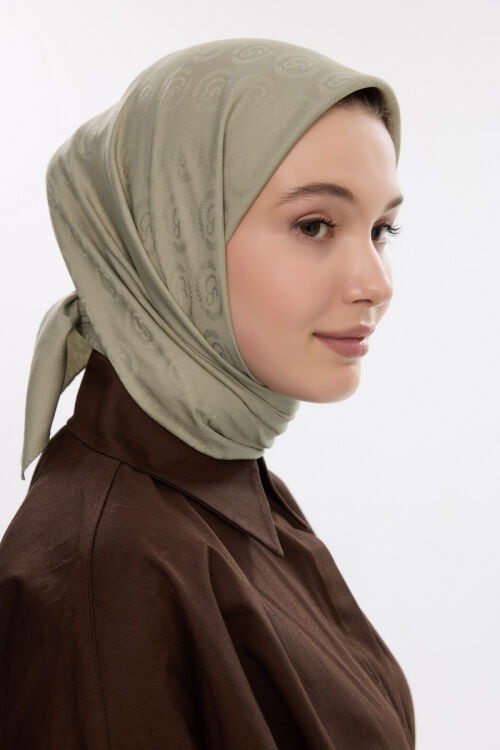İpeksi Jakar Cs Desen Eşarp - Mint - Camellia Scarfs