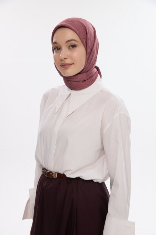 İpeksi Jakar Dama Desen Eşarp - Gül - Camellia Scarfs (1)