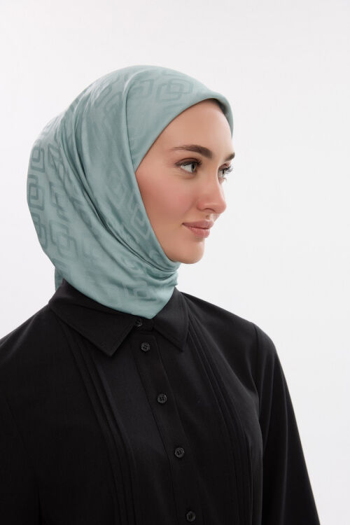 İpeksi Jakar Dama Desen Eşarp - Nane 