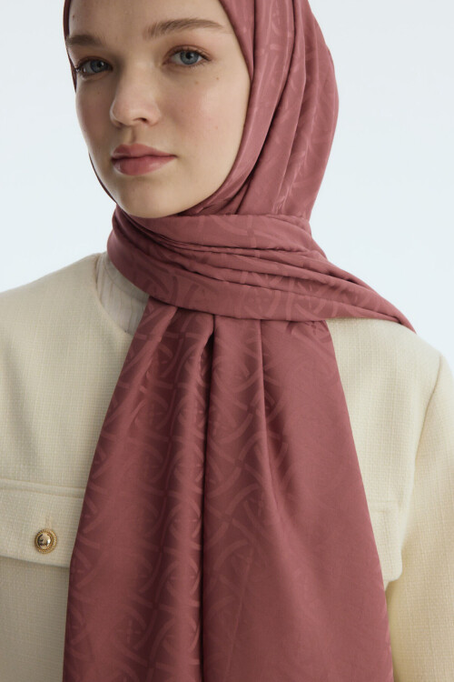 İpeksi Jakar Elegant Desen Şal - Gül 