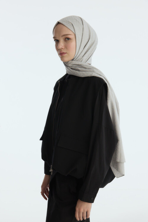 İpeksi Jakar Elegant Desen Şal - Gümüş Gri - Camellia Scarfs (1)